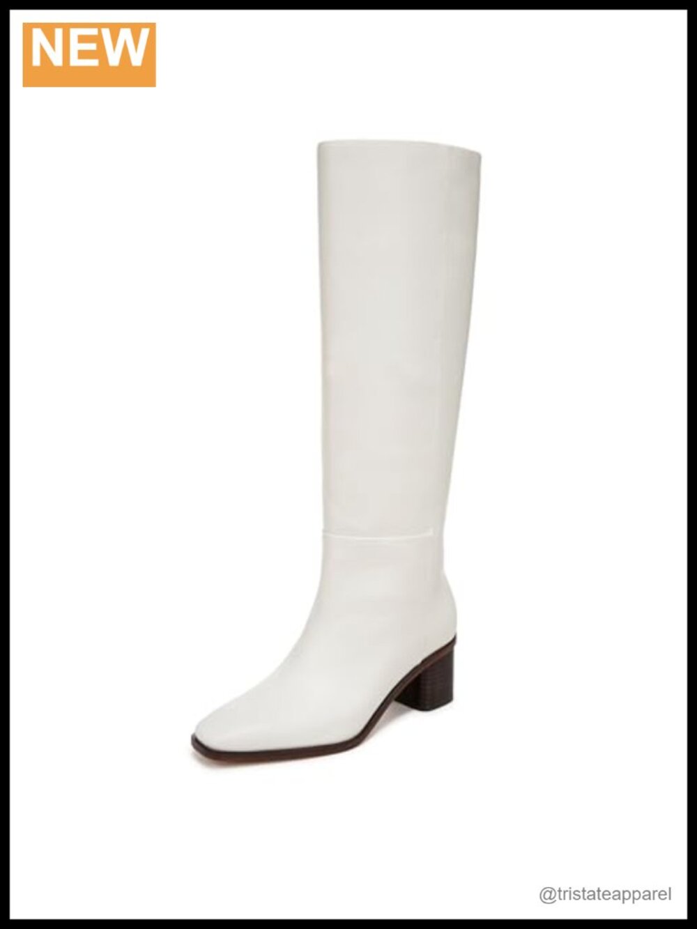 Women's Knee High Leather Block Heel Boots Pull-On Square Toe